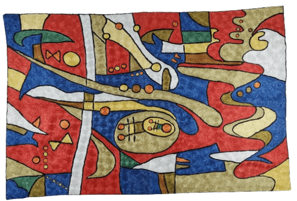 crewel embroidered carpet handmade in Kashmir